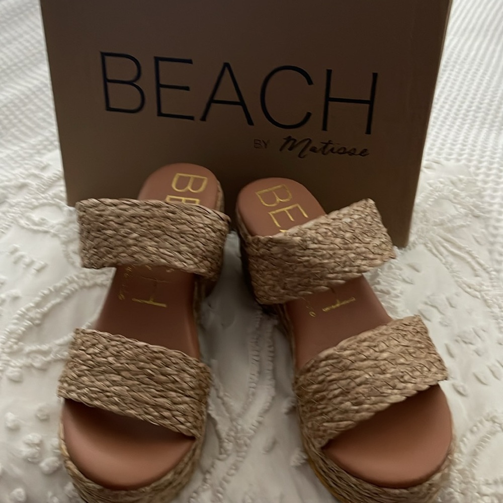 NWT Beach By Matisse Ocean Ave Cognac Open Toe-Cushioned Insole Sandal Sz 8